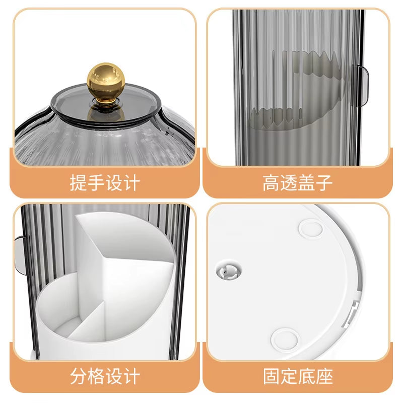360° Rotating Makeup Brush Holder with Lid Lipstick Eyebrow Pencil Holder Eye Shadow Storage Box Desk Cosmetic Tools Organizer