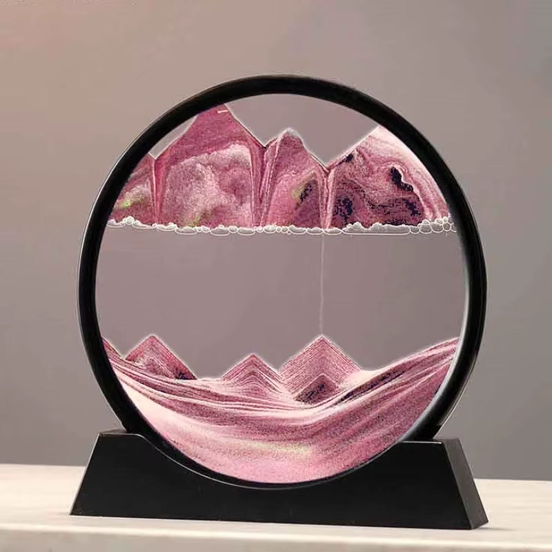 7/12 Inch 3D Moving Sand Art Picture Hourglass round Handmade Glass Deep Sea Sandscape Craft Quicksand Sandglass Home Decor Gift