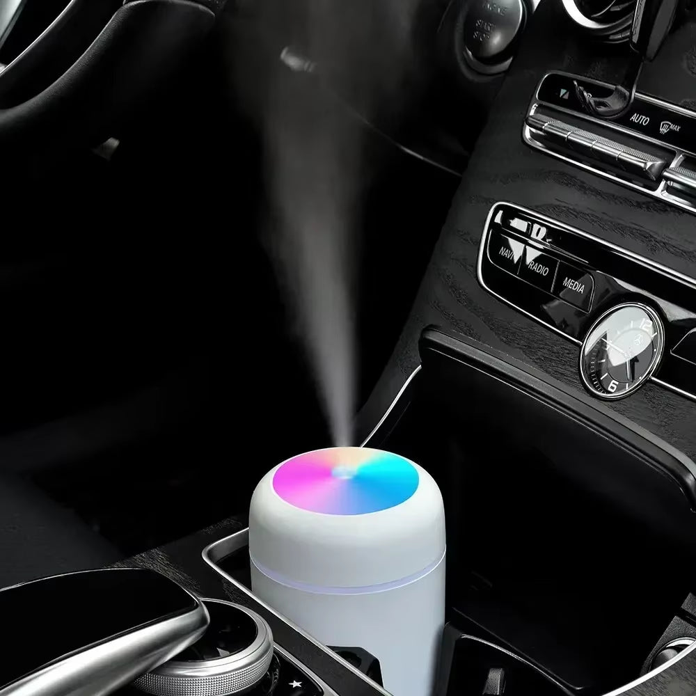 Portable LED Light Mini 300Ml H2O Spray Mist Humidifier Double Wet Aroma Essential Oil Diffuser Car Usb Air Humidifier