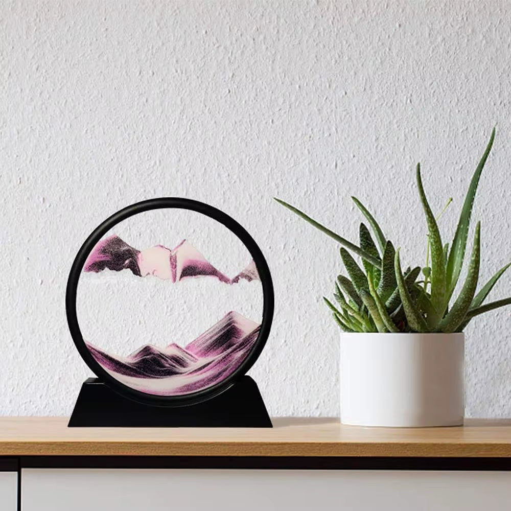 7/12 Inch 3D Moving Sand Art Picture Hourglass round Handmade Glass Deep Sea Sandscape Craft Quicksand Sandglass Home Decor Gift