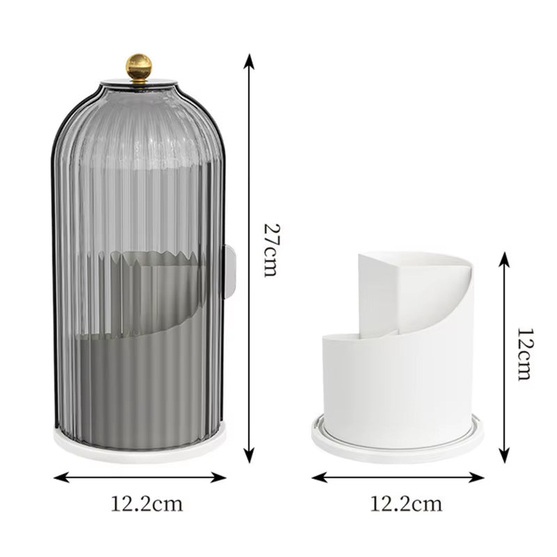 360° Rotating Makeup Brush Holder with Lid Lipstick Eyebrow Pencil Holder Eye Shadow Storage Box Desk Cosmetic Tools Organizer
