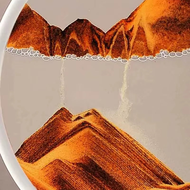7/12 Inch 3D Moving Sand Art Picture Hourglass round Handmade Glass Deep Sea Sandscape Craft Quicksand Sandglass Home Decor Gift