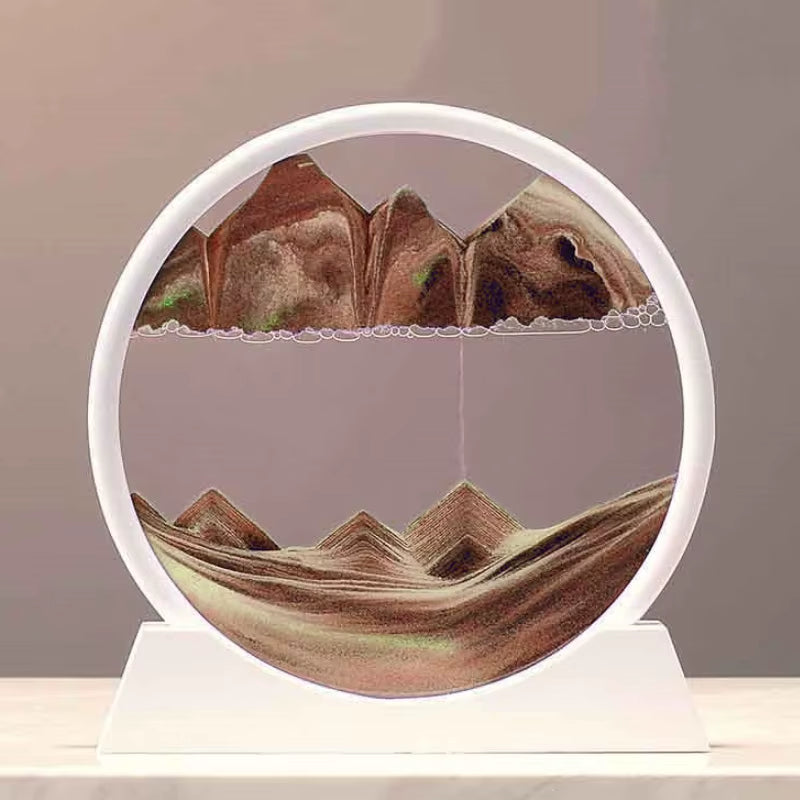 7/12 Inch 3D Moving Sand Art Picture Hourglass round Handmade Glass Deep Sea Sandscape Craft Quicksand Sandglass Home Decor Gift