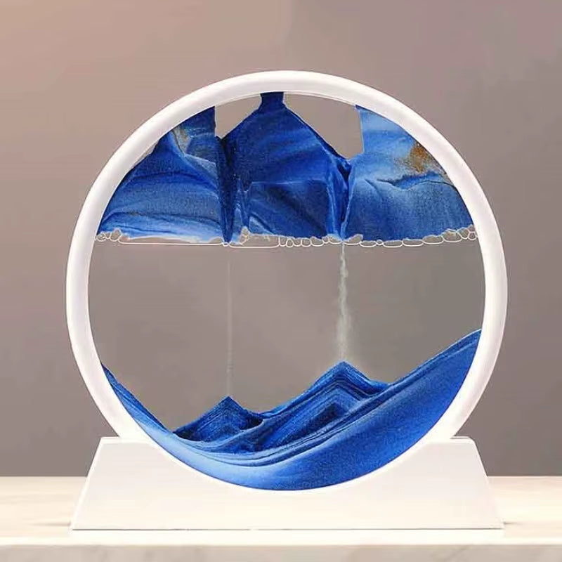 7/12 Inch 3D Moving Sand Art Picture Hourglass round Handmade Glass Deep Sea Sandscape Craft Quicksand Sandglass Home Decor Gift