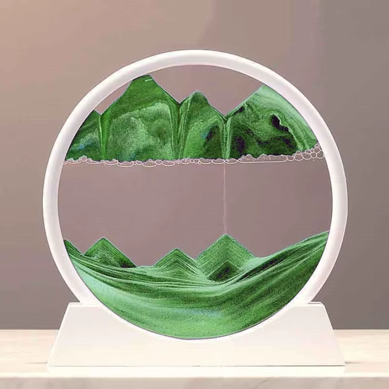 7/12 Inch 3D Moving Sand Art Picture Hourglass round Handmade Glass Deep Sea Sandscape Craft Quicksand Sandglass Home Decor Gift