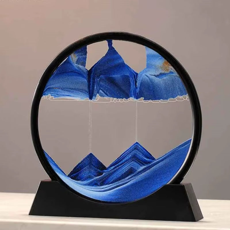 7/12 Inch 3D Moving Sand Art Picture Hourglass round Handmade Glass Deep Sea Sandscape Craft Quicksand Sandglass Home Decor Gift
