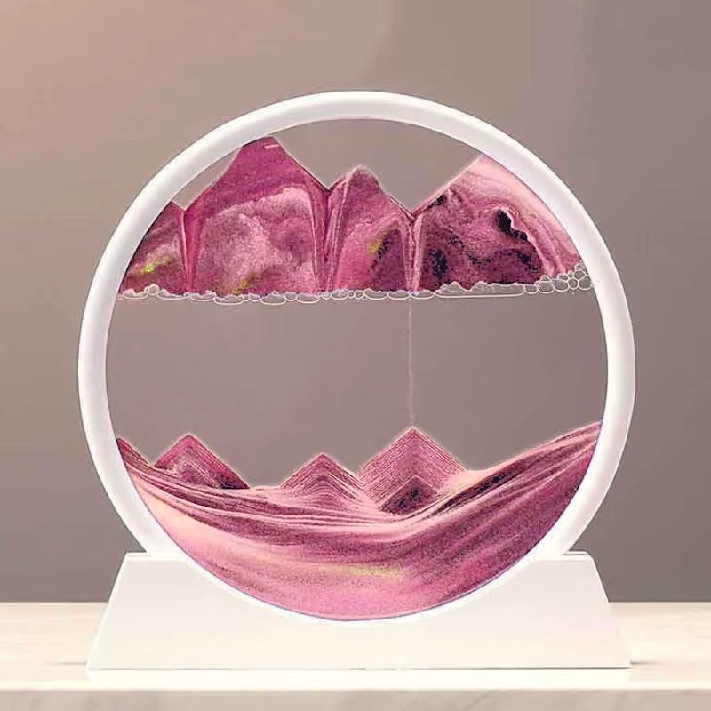 7/12 Inch 3D Moving Sand Art Picture Hourglass round Handmade Glass Deep Sea Sandscape Craft Quicksand Sandglass Home Decor Gift