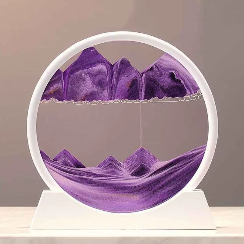 7/12 Inch 3D Moving Sand Art Picture Hourglass round Handmade Glass Deep Sea Sandscape Craft Quicksand Sandglass Home Decor Gift